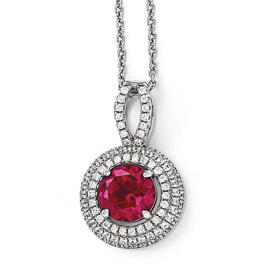 Circle Necklace Sterling Silver & Cubic Zirconia QMP1346-18
