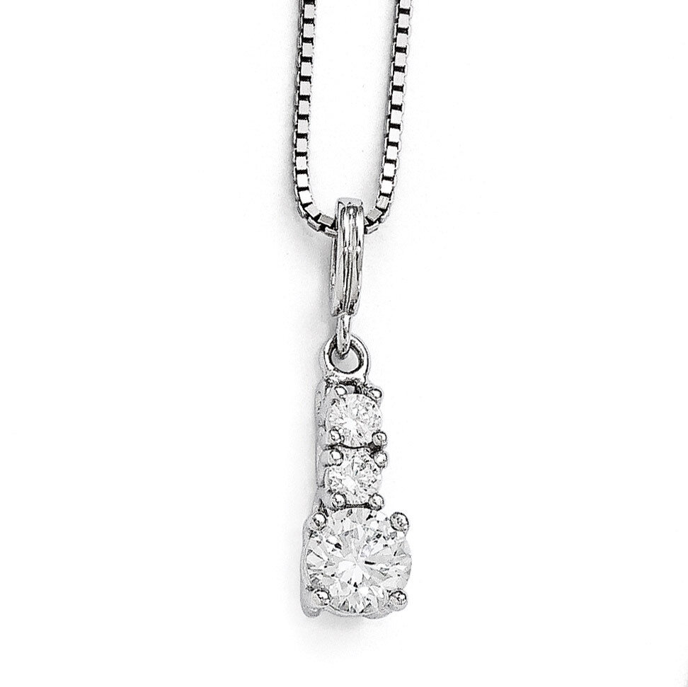 3 Stone Necklace Sterling Silver & Cubic Zirconia QMP1353-18
