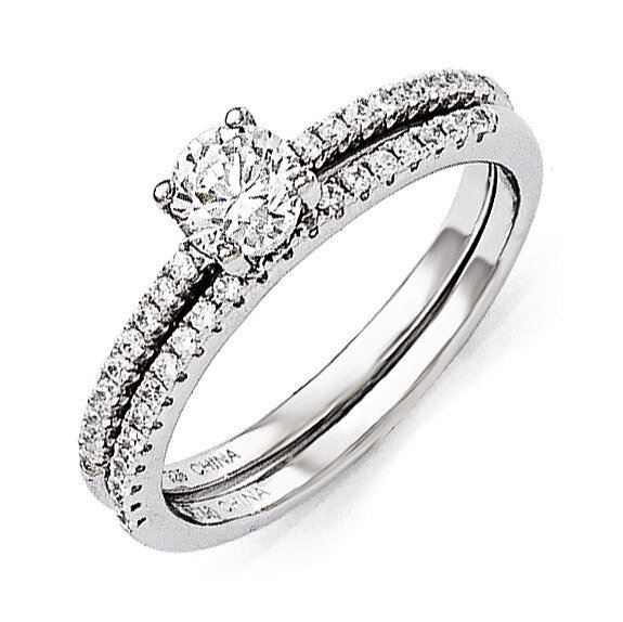 2 Piece Wedding Ring Set Sterling Silver & Cubic Zirconia QMP1362