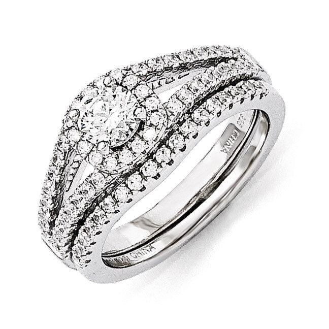 2 Piece Wedding Ring Set Sterling Silver & Cubic Zirconia QMP1363
