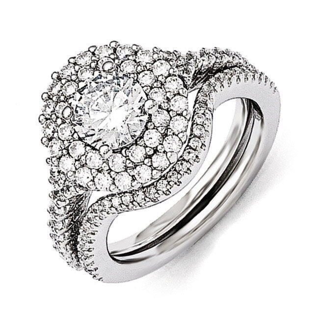 2-piece Wedding Ring Set Sterling Silver & Cubic Zirconia QMP1365
