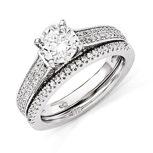 2-piece Wedding Ring Set Sterling Silver & Cubic Zirconia QMP1366