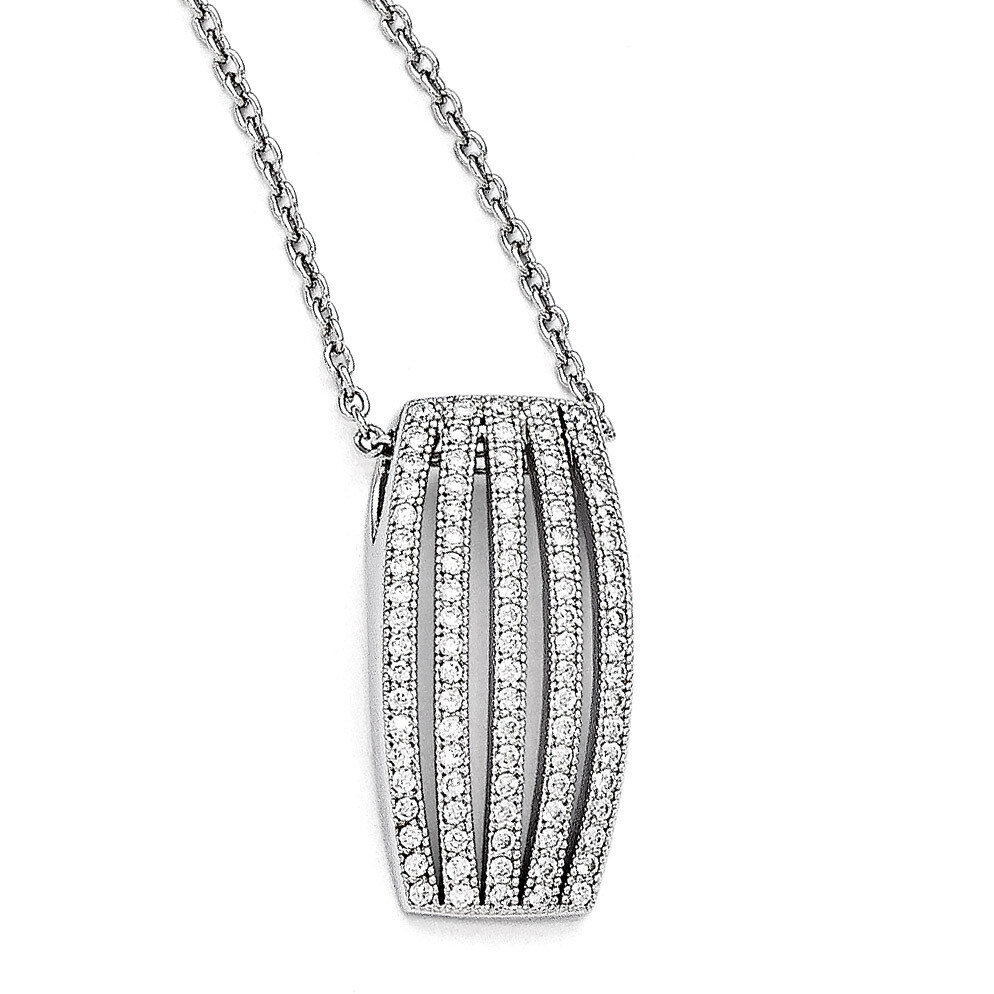 Fancy Necklace Sterling Silver &amp; Cubic Zirconia Polished QMP173-18, MPN: QMP173-18, 883957764009