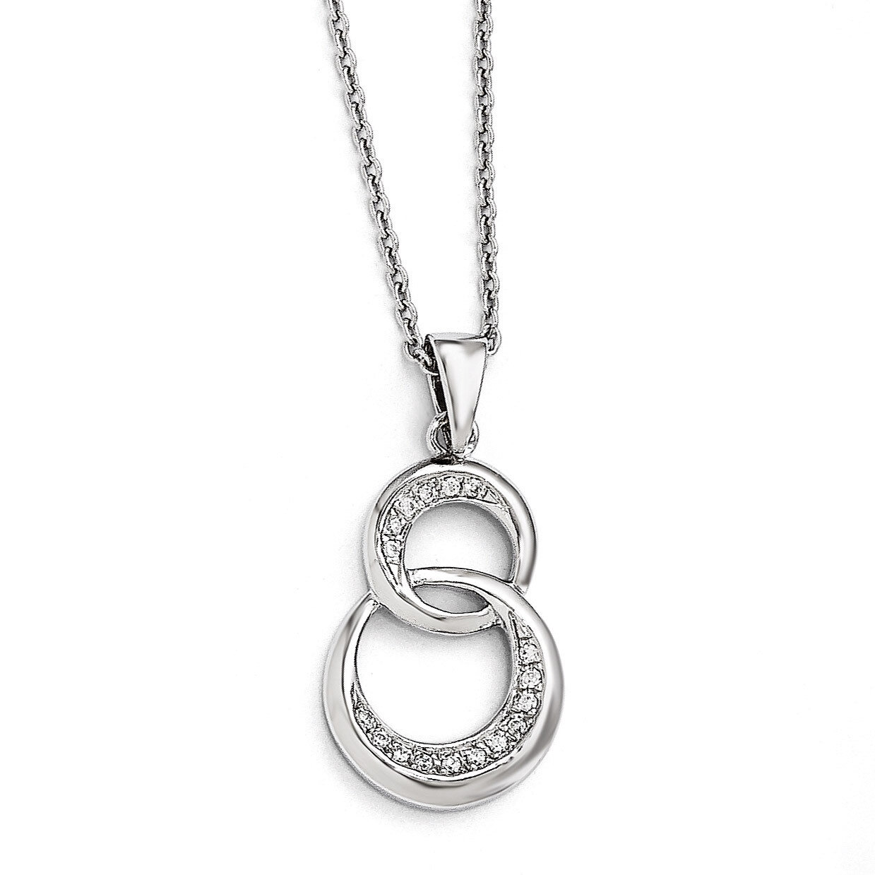 Circle Necklace Sterling Silver & Cubic Zirconia Polished QMP189-18