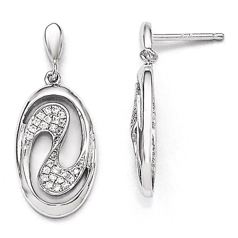 Dangle Post Earrings Sterling Silver &amp; Cubic Zirconia QMP202, MPN: QMP202, 883957044408