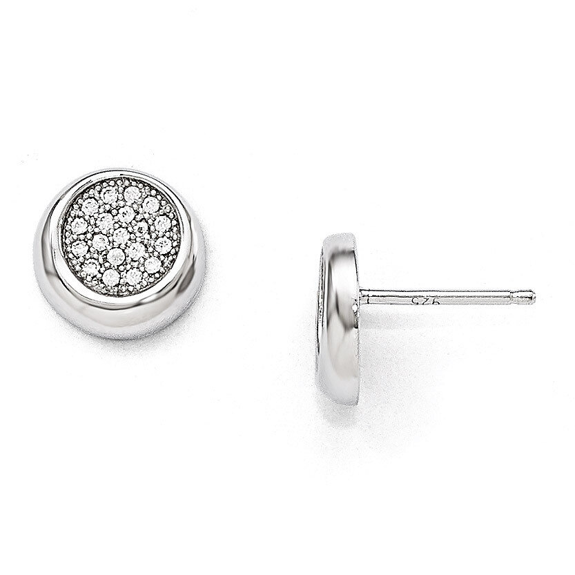 Circle Post Earrings Sterling Silver & Cubic Zirconia QMP205