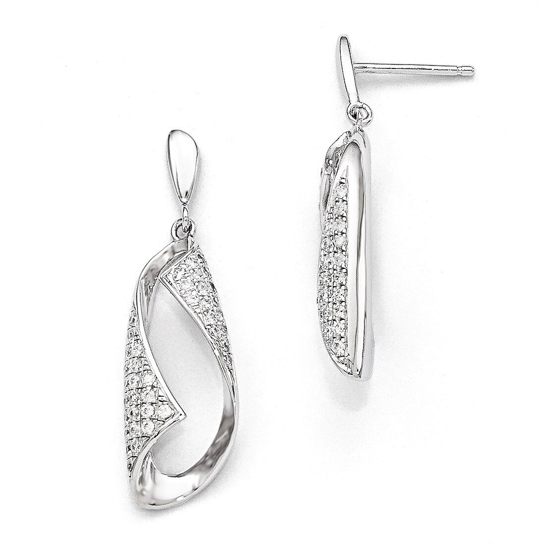 Dangle Post Earrings Sterling Silver &amp; Cubic Zirconia QMP214, MPN: QMP214, 883957490328