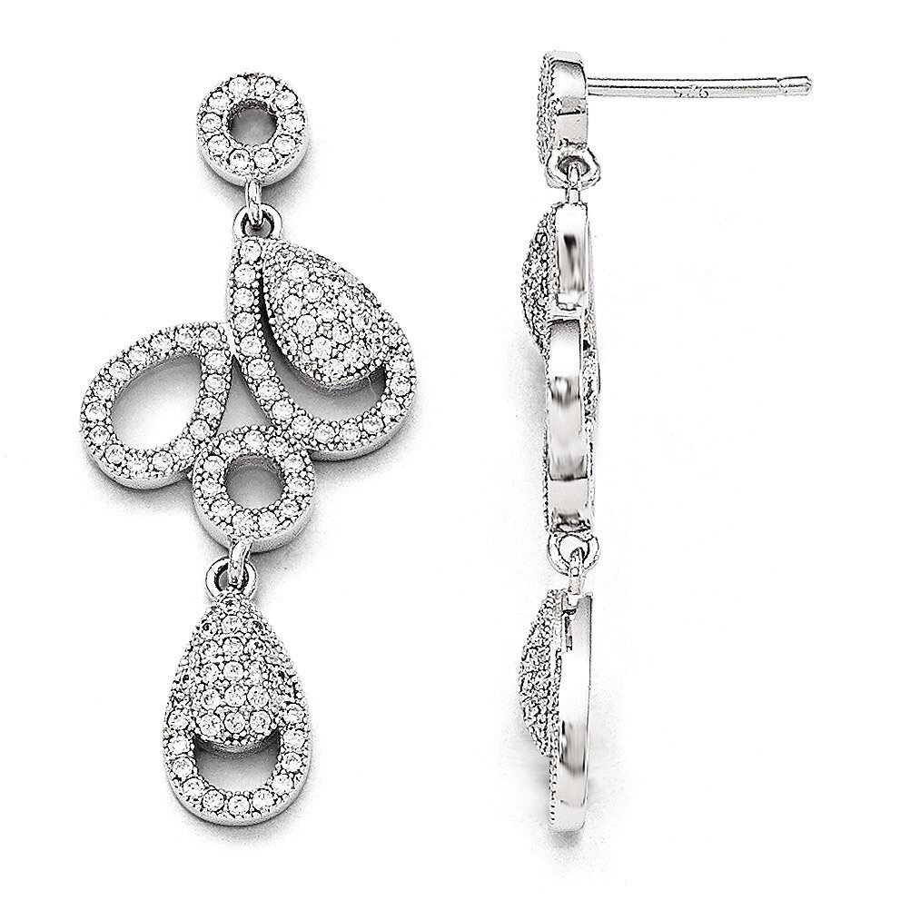 Dangle Post Earrings Sterling Silver &amp; Cubic Zirconia QMP230, MPN: QMP230, 883957039381