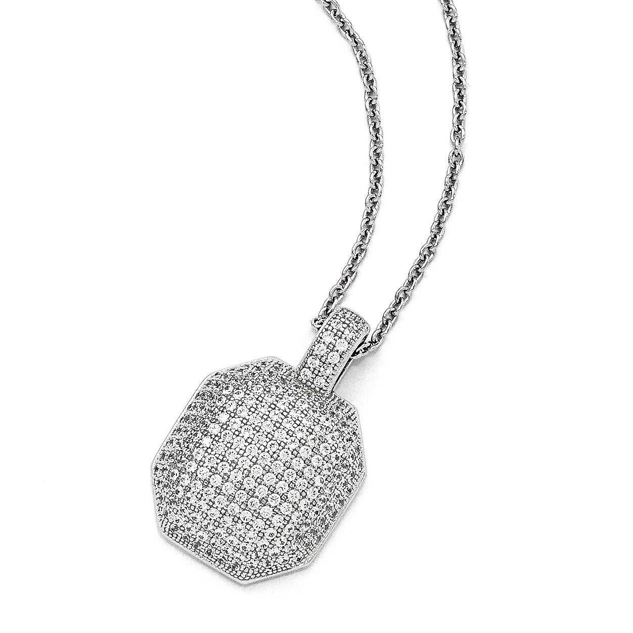 Necklace Sterling Silver & Cubic Zirconia Polished QMP241-18