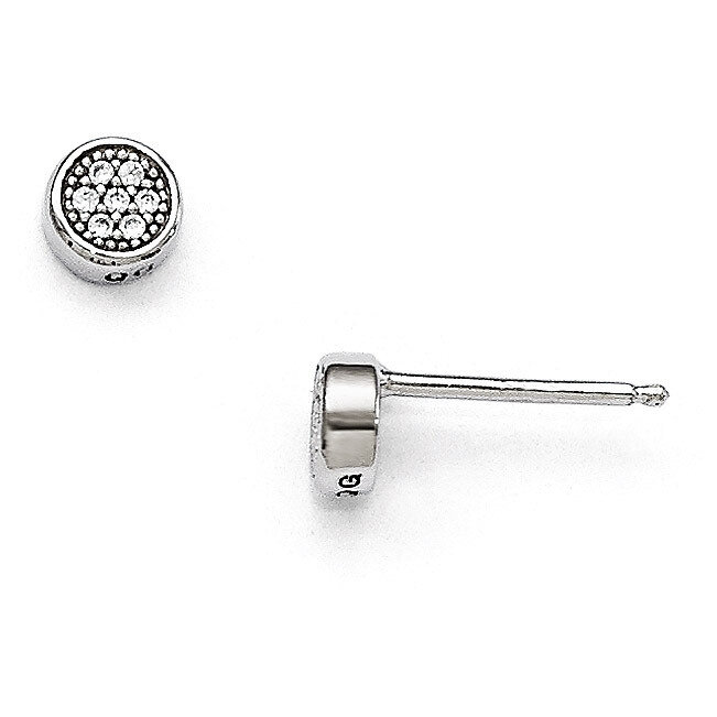 Post Earrings Sterling Silver &amp; Cubic Zirconia Polished QMP258, MPN: QMP258, 886774189468