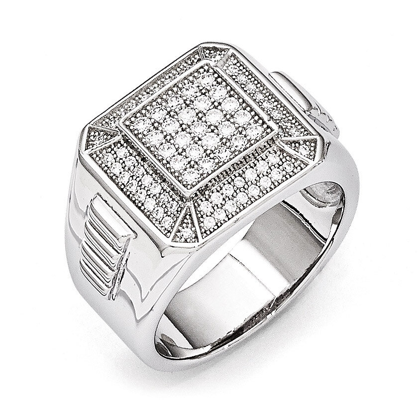 Men's Ring Sterling Silver & Cubic Zirconia Polished QMP318