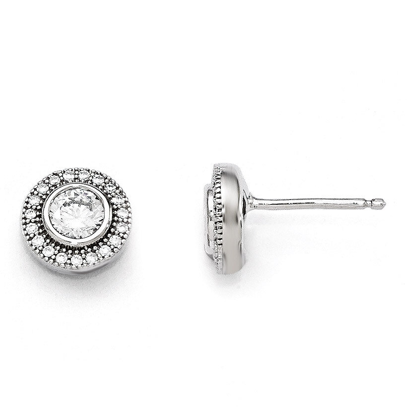 Post Earrings Sterling Silver &amp; Cubic Zirconia Polished QMP328, MPN: QMP328, 886774165158