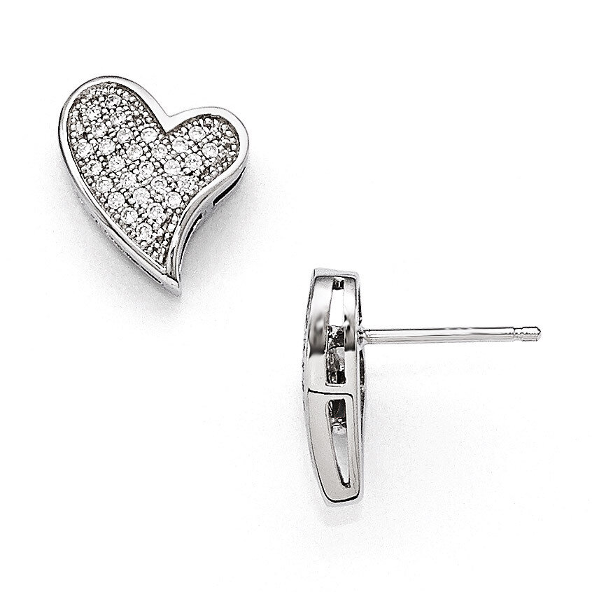 Heart Post Earrings Sterling Silver &amp; Cubic Zirconia QMP338, MPN: QMP338, 886774559292