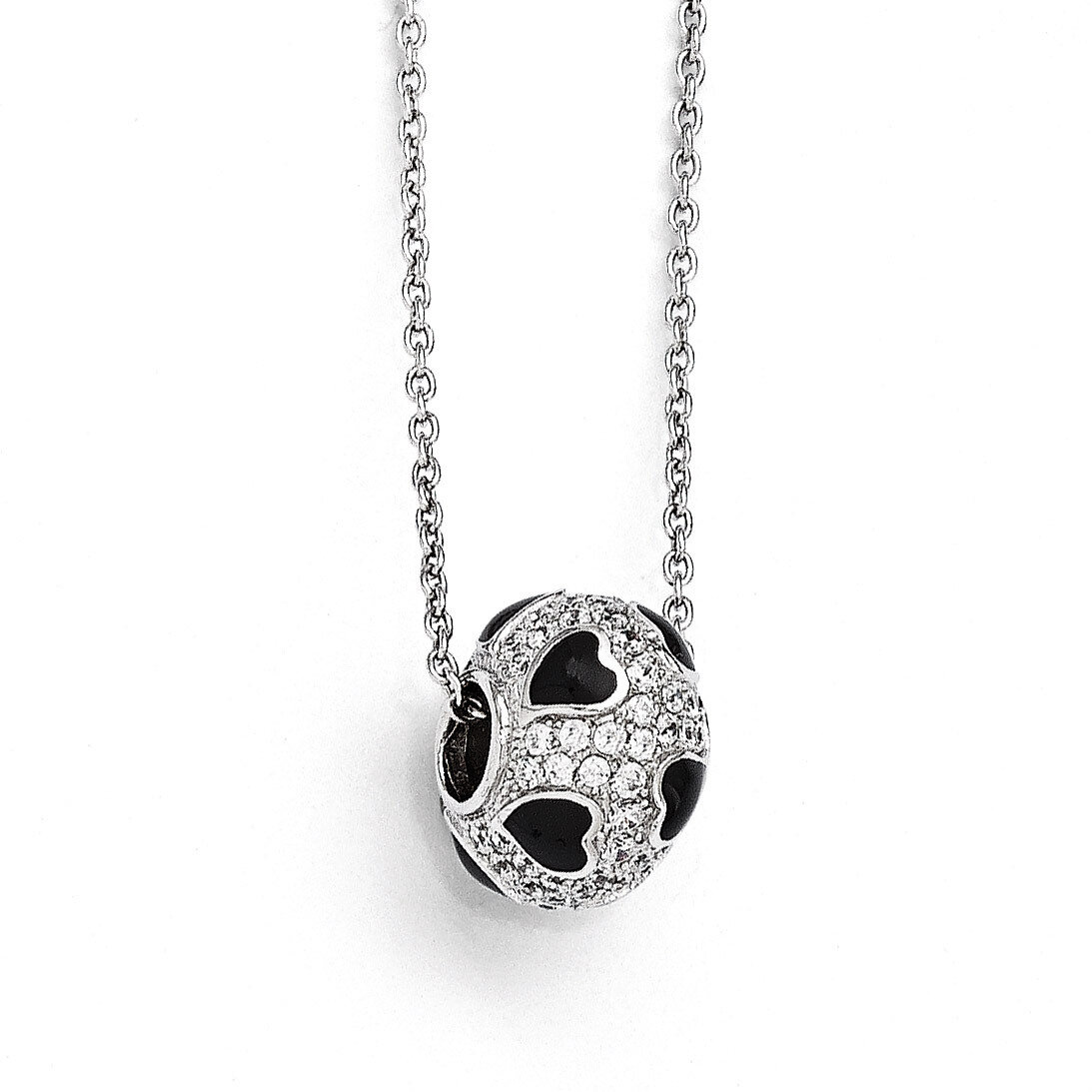 Heart Necklace Sterling Silver &amp; Cubic Zirconia QMP342-18, MPN: QMP342-18, 883957053226