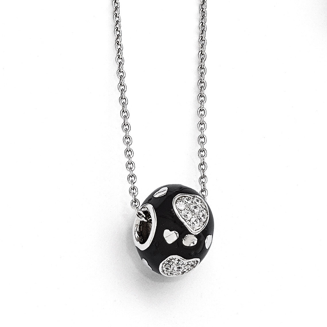 Heart Necklace Sterling Silver &amp; Cubic Zirconia QMP343-18, MPN: QMP343-18, 883957764412