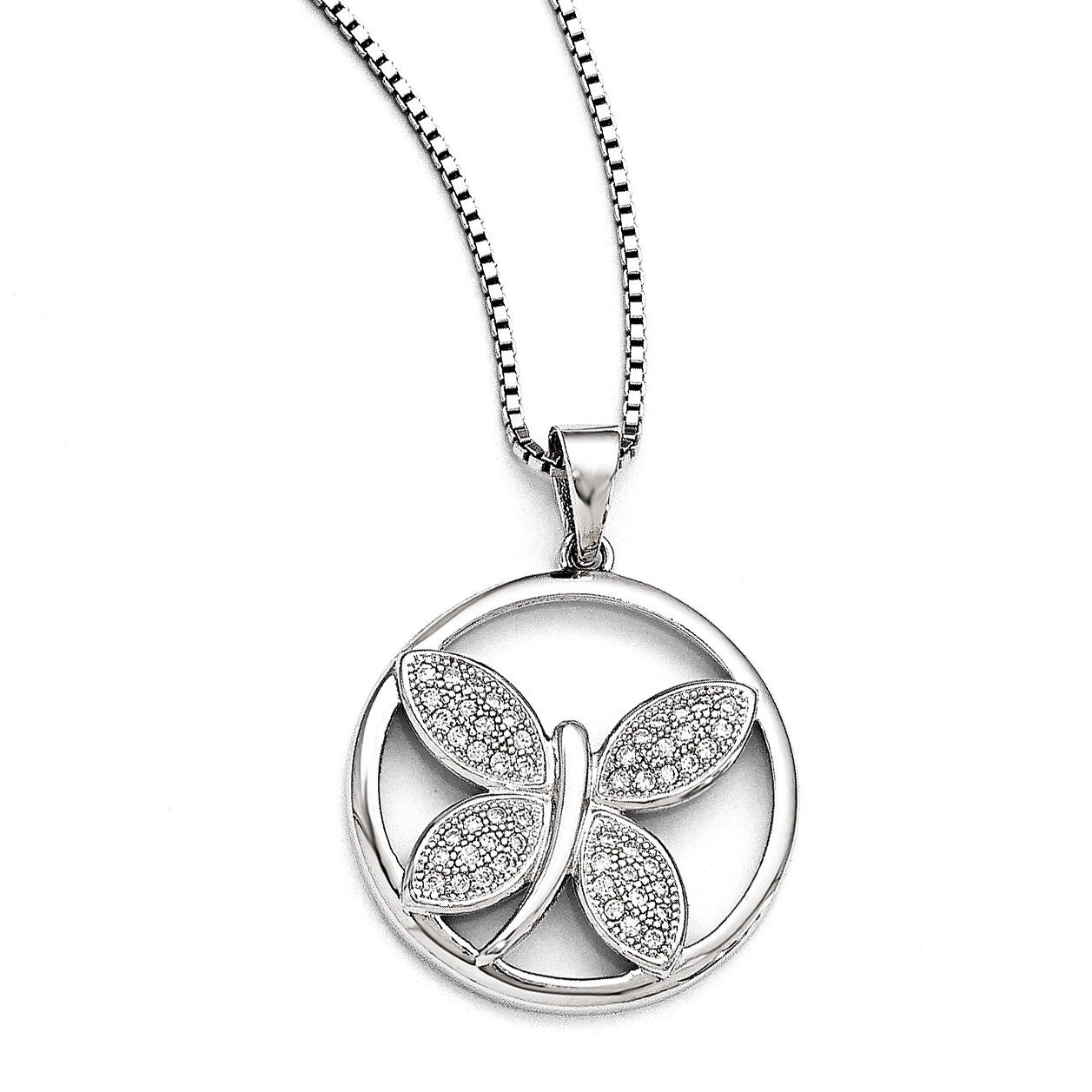 Butterfly Necklace Sterling Silver & Cubic Zirconia QMP365-18