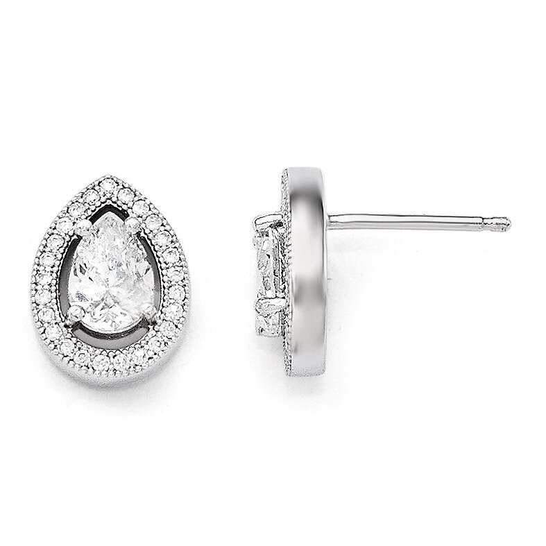 Teardrop Post Earrings Sterling Silver &amp; Cubic Zirconia QMP387, MPN: QMP387, 883957549132