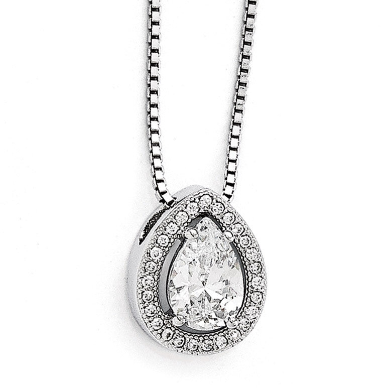 Teardrop Necklace Sterling Silver &amp; Cubic Zirconia QMP390-18, MPN: QMP390-18, 883957533469