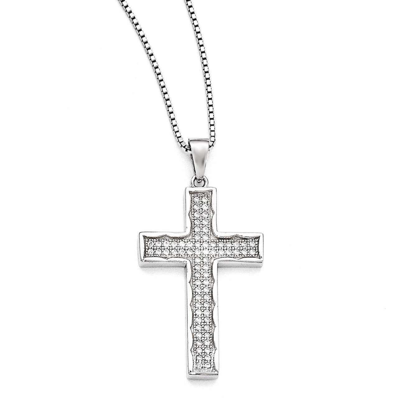 Cross Necklace Sterling Silver & Cubic Zirconia QMP421-18