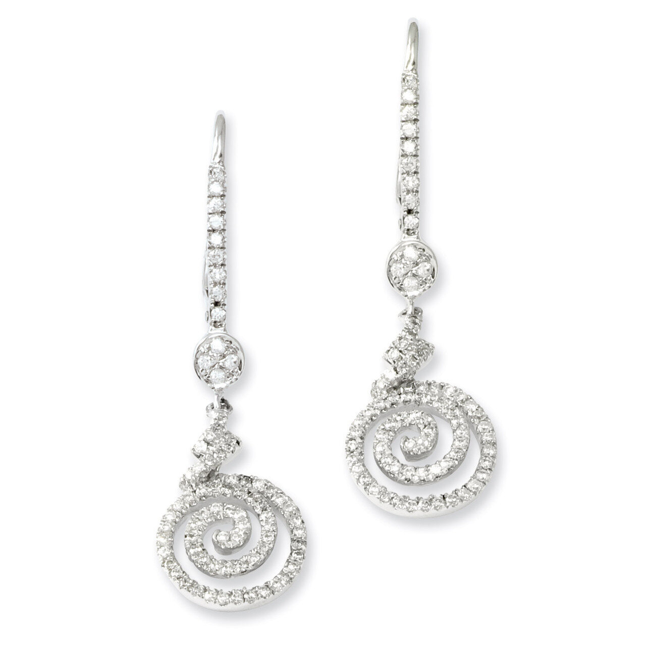Swirl Leverback Earrings Sterling Silver &amp; Cubic Zirconia QMP450, MPN: QMP450, 883957044415