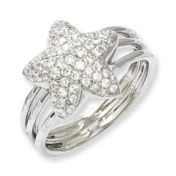 Star Ring Sterling Silver &amp; Cubic Zirconia QMP509, MPN: QMP509, 883957014517