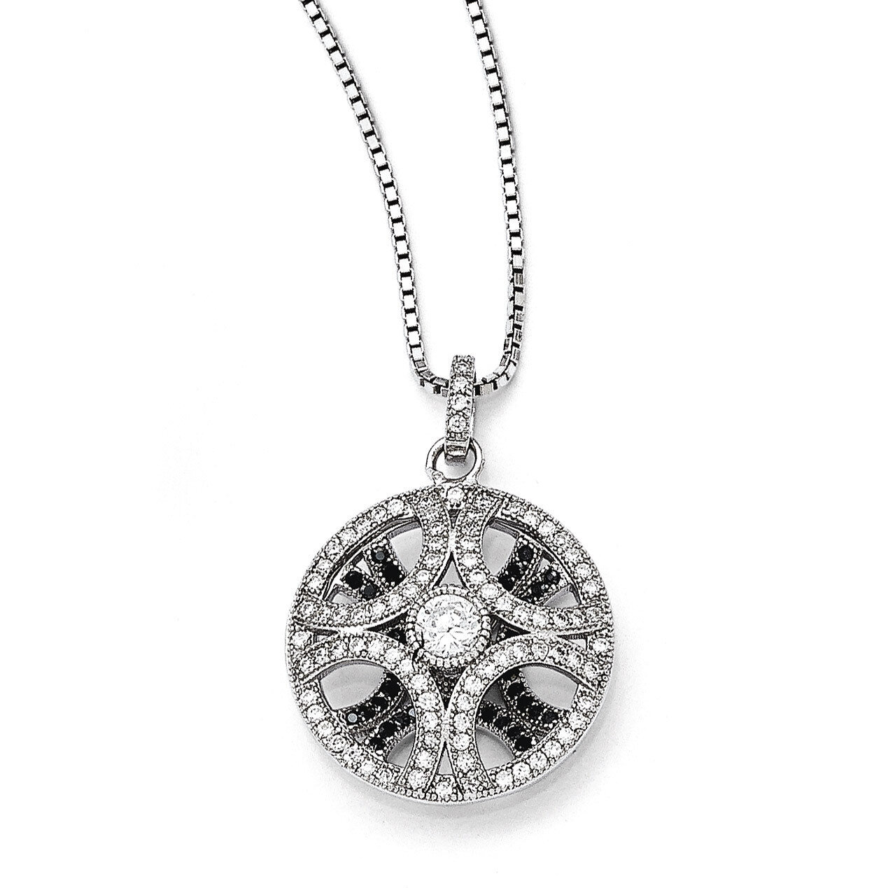 Necklace Sterling Silver &amp; Cubic Zirconia QMP546-18, MPN: QMP546-18, 883957552668