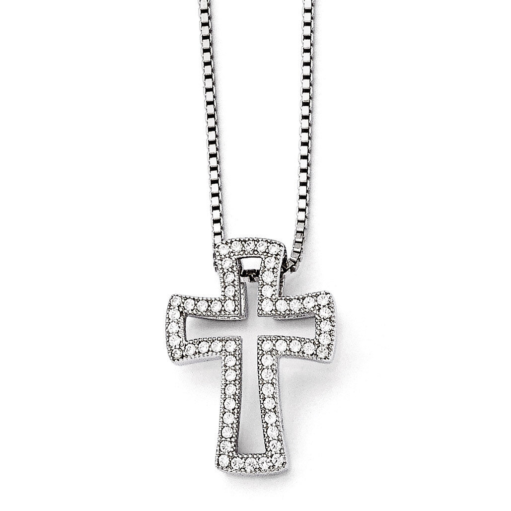 Cross Necklace Sterling Silver &amp; Cubic Zirconia QMP558-18, MPN: QMP558-18, 883957555966