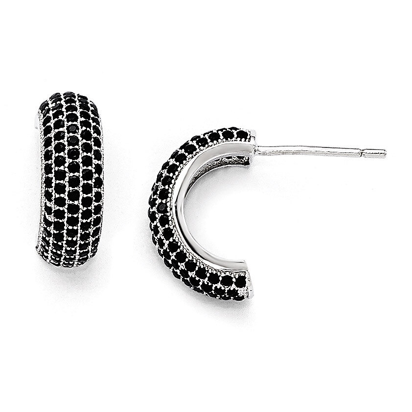 Post Earrings Sterling Silver &amp; Black Cubic Zirconia QMP560, MPN: QMP560, 886774239613