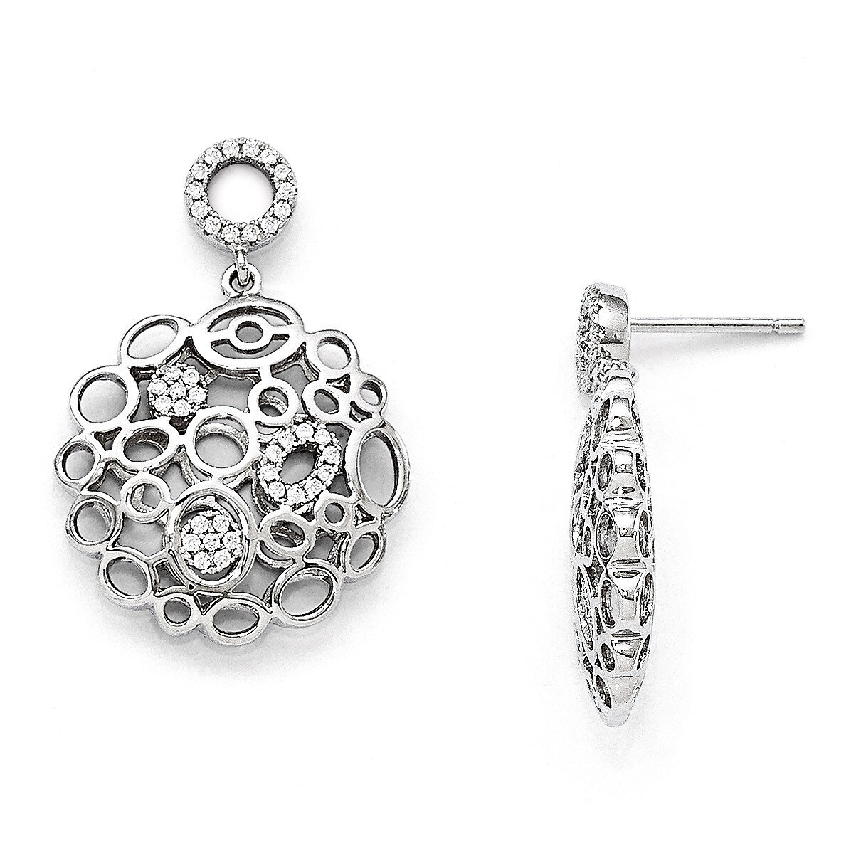 Dangle Post Earrings Sterling Silver &amp; Cubic Zirconia QMP695, MPN: QMP695, 883957017204