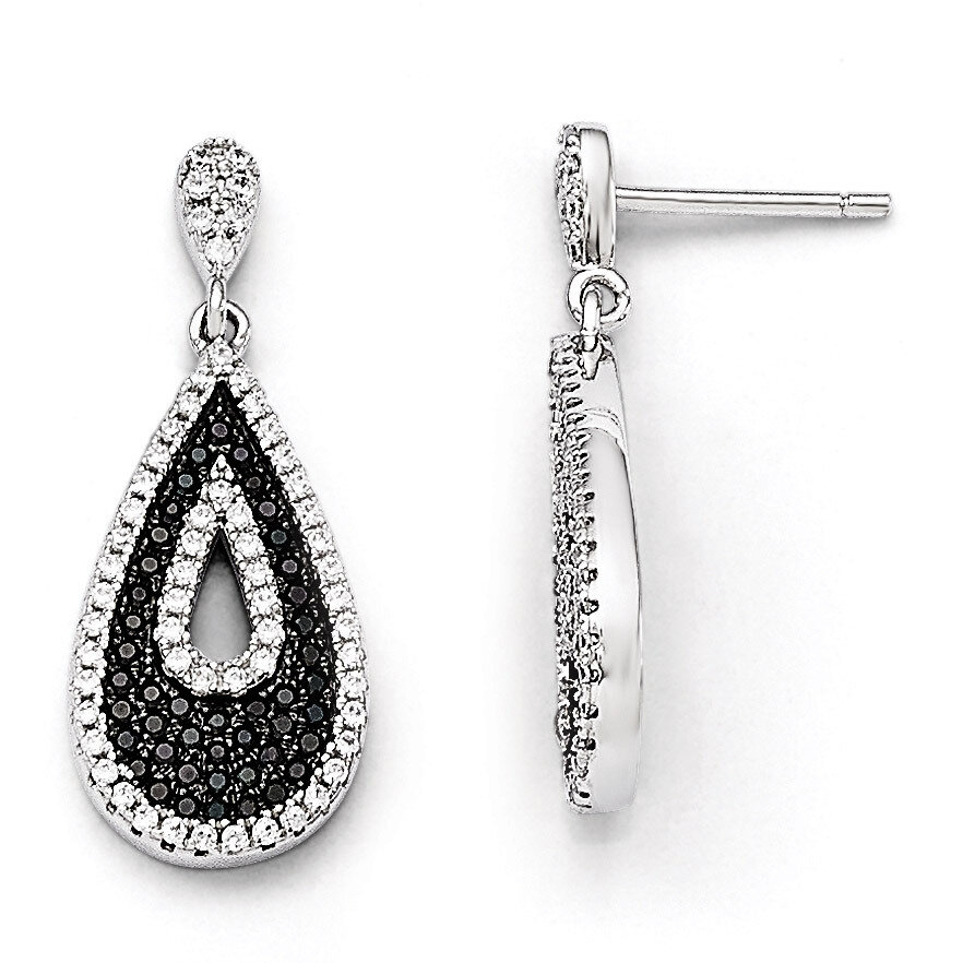 Teardrop Dangle Post Earrings Sterling Silver &amp; Cubic Zirconia QMP706, MPN: QMP706, 883957543253