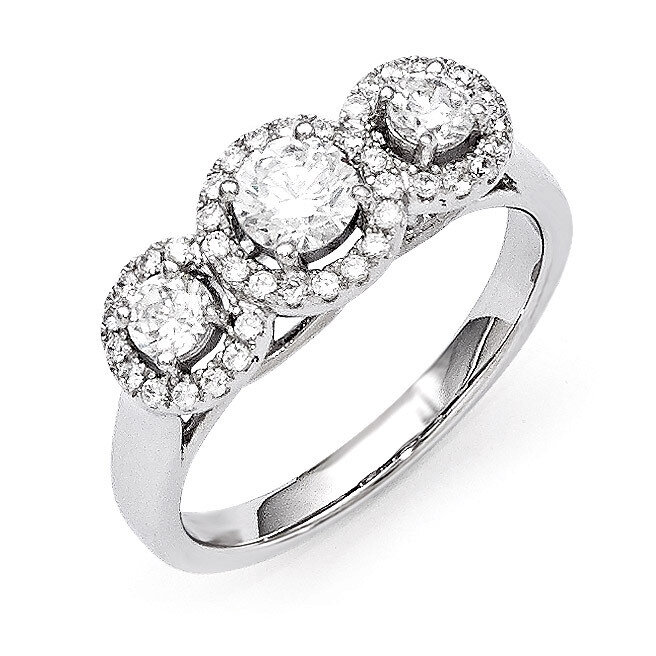 3 Stone Ring Sterling Silver & Cubic Zirconia QMP754