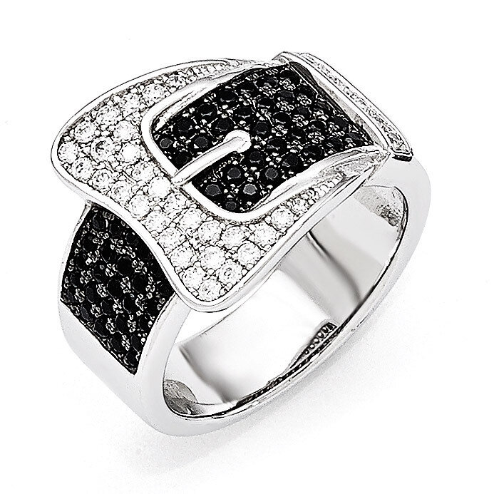 Buckle Ring Sterling Silver & Cubic Zirconia QMP758