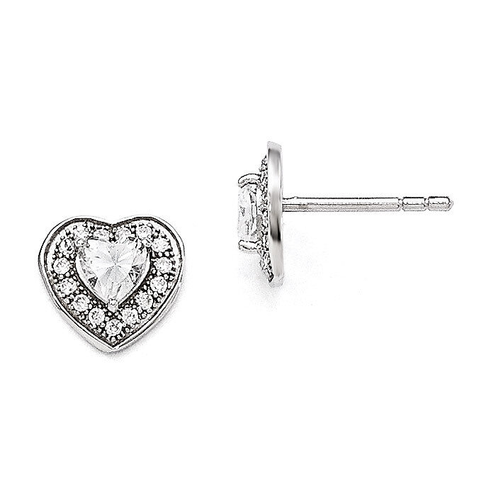 Heart Post Earrings Sterling Silver &amp; Cubic Zirconia QMP842, MPN: QMP842, 883957559988