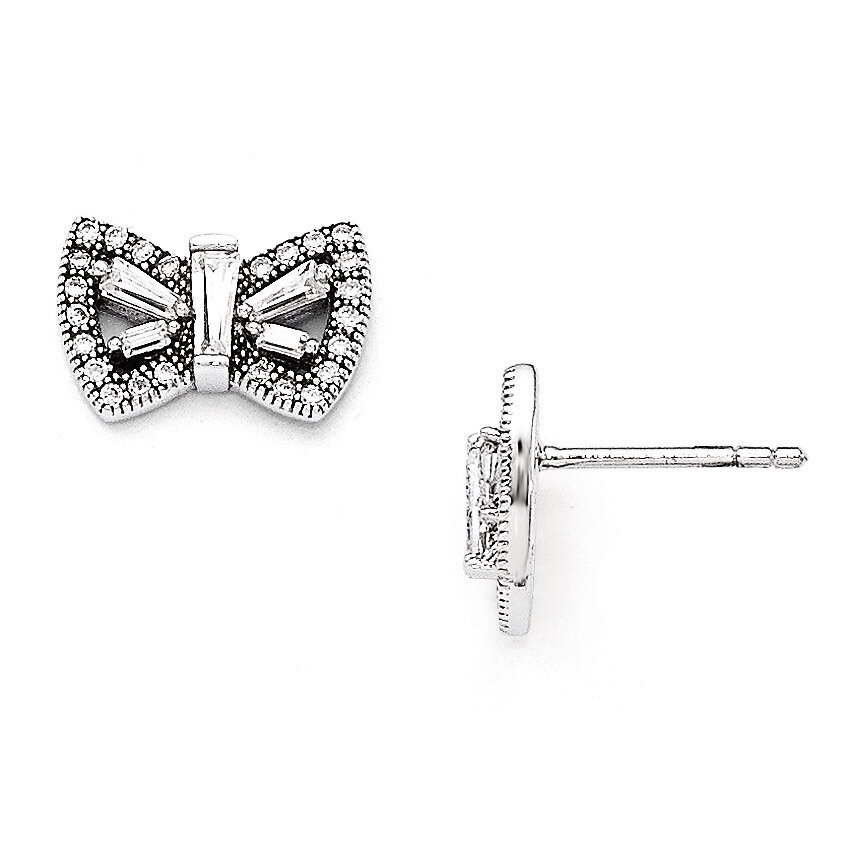 Butterfly Post Earrings Sterling Silver & Cubic Zirconia QMP846