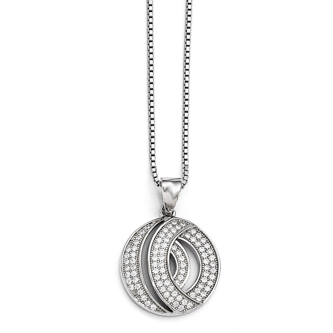 Circle Necklace Sterling Silver & Cubic Zirconia QMP963-18