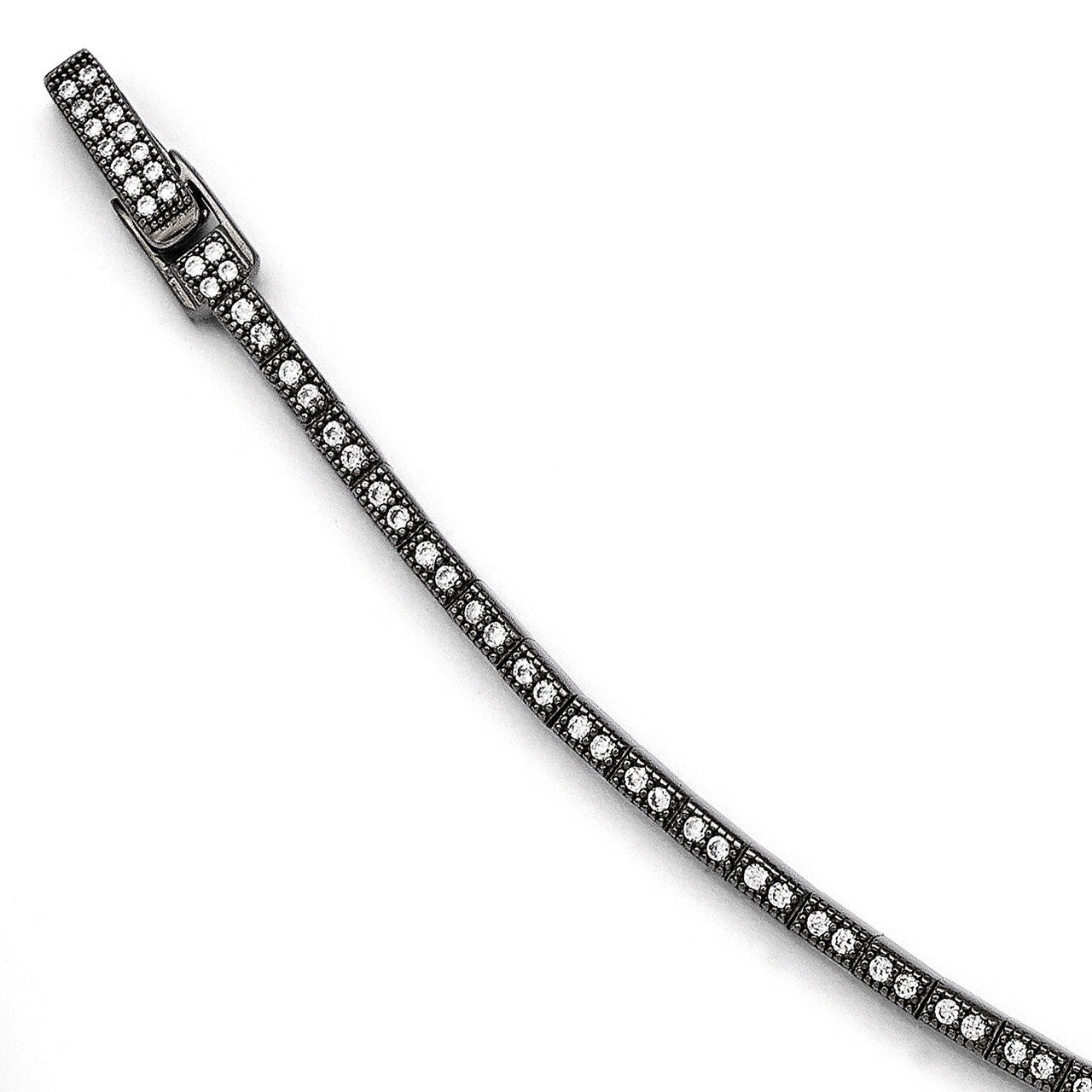 Black Rhodium Cubic Zirconia Polished Bracelet Sterling Silver QMP968-7.25