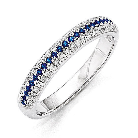Blue & White Cubic Zirconia Polished Ring Sterling Silver QMP990