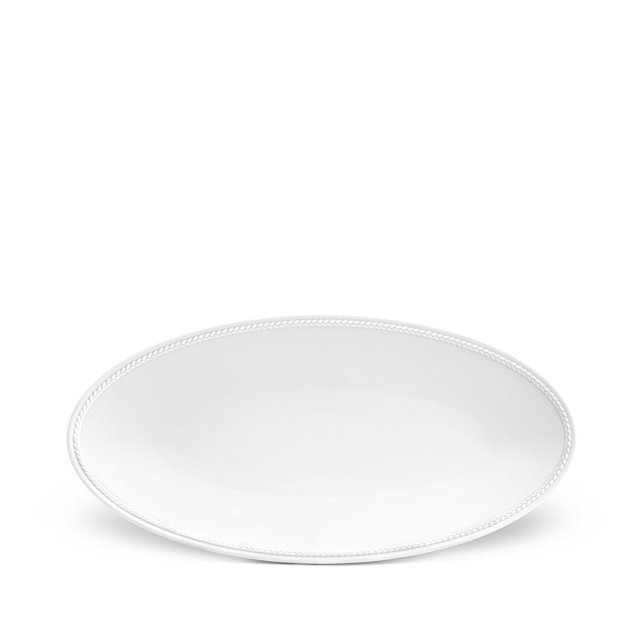 L'Objet Soie Tressee Small Oval Platter White