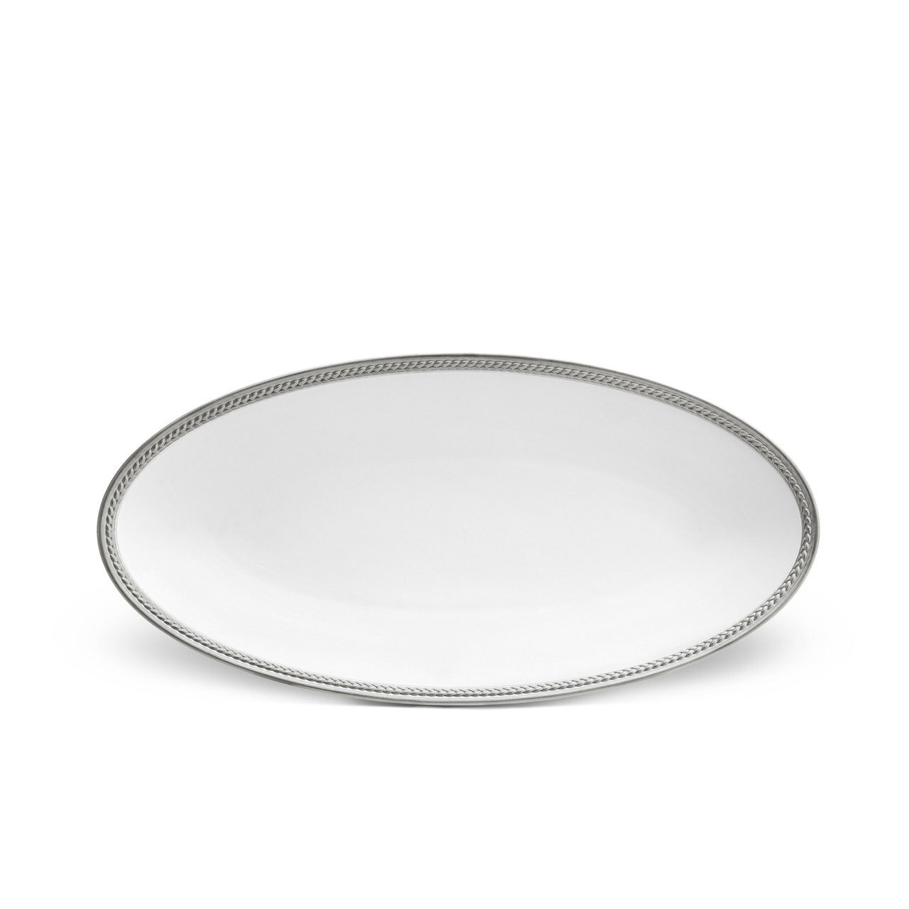 L'Objet Soie Tressee Small Oval Platter Platinum