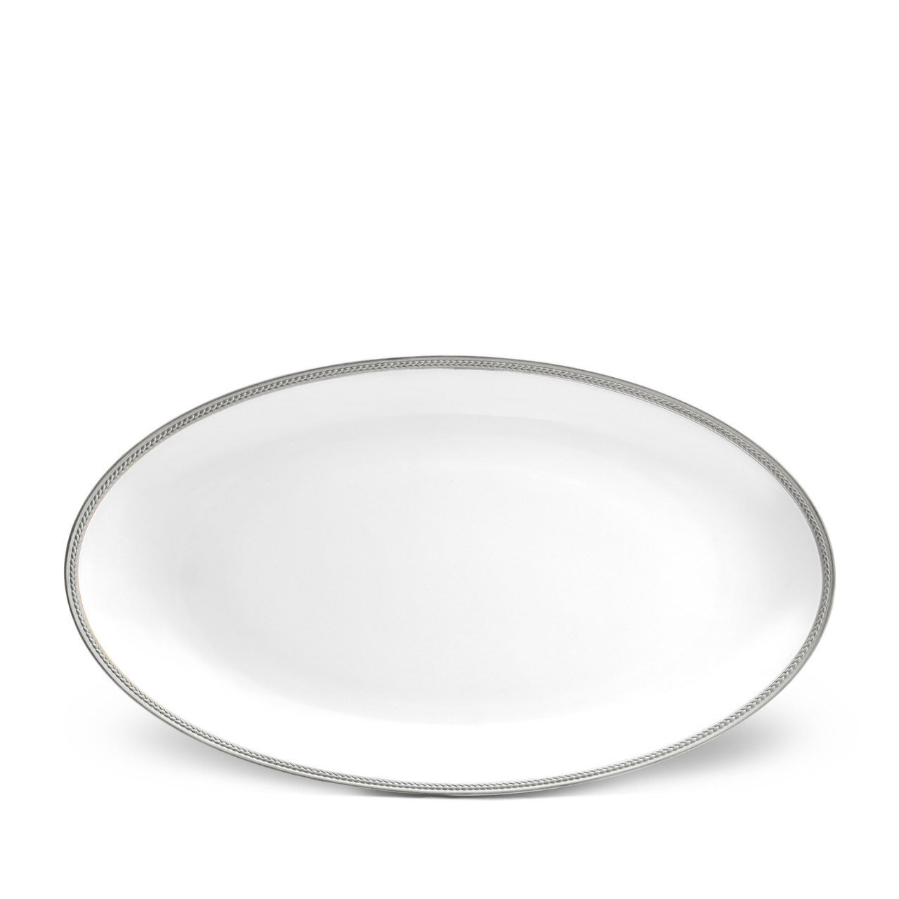 L'Objet Soie Tressee Large Oval Platter Platinum