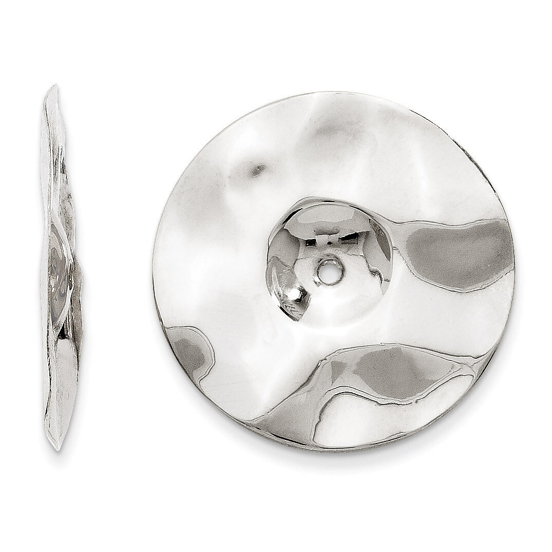 Hammered Disc Earring Jackets 14k White Gold Polished H720J, MPN: H720J, 658226127027