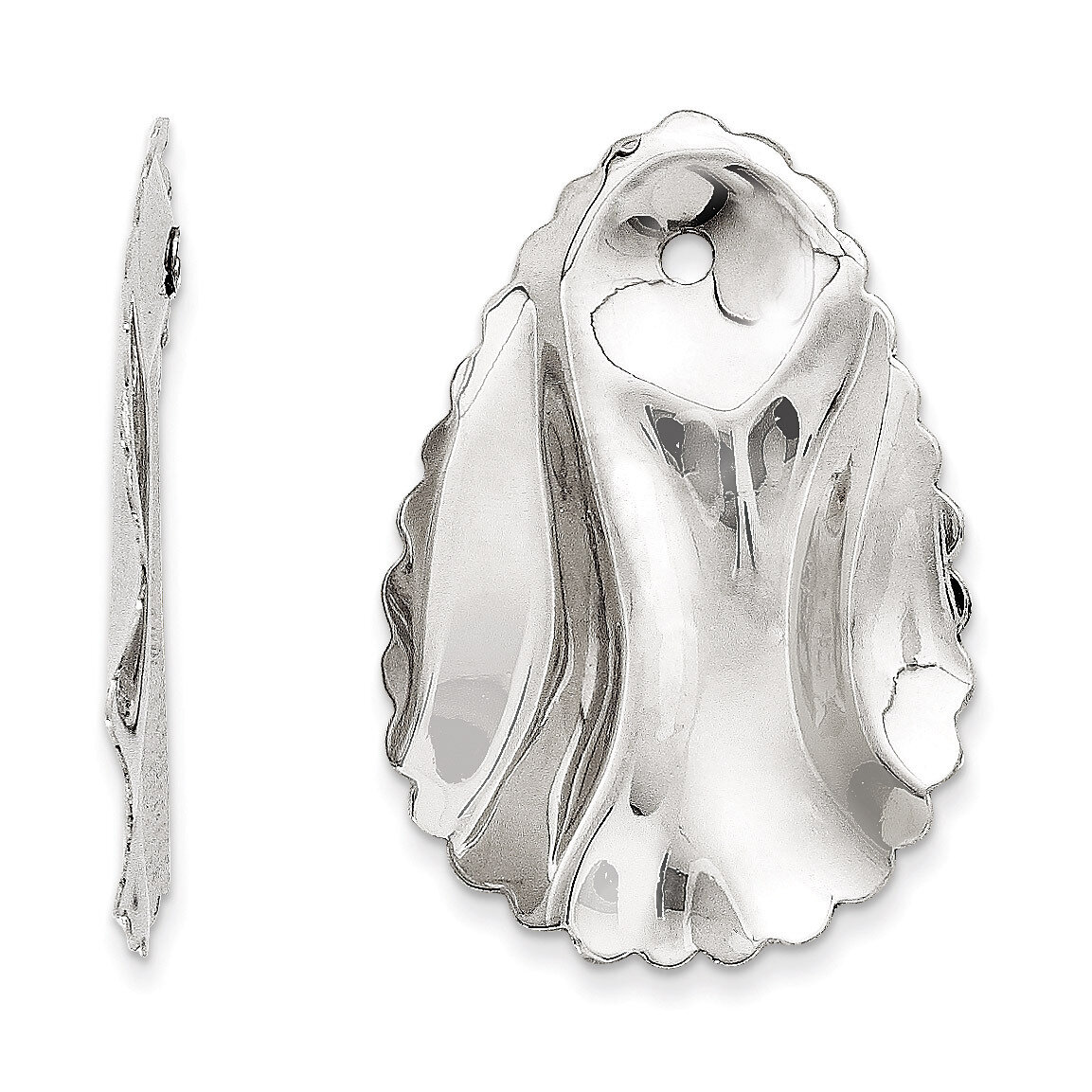Hammered Oval Earring Jackets 14k White Gold Polished H723J, MPN: H723J, 658226127003