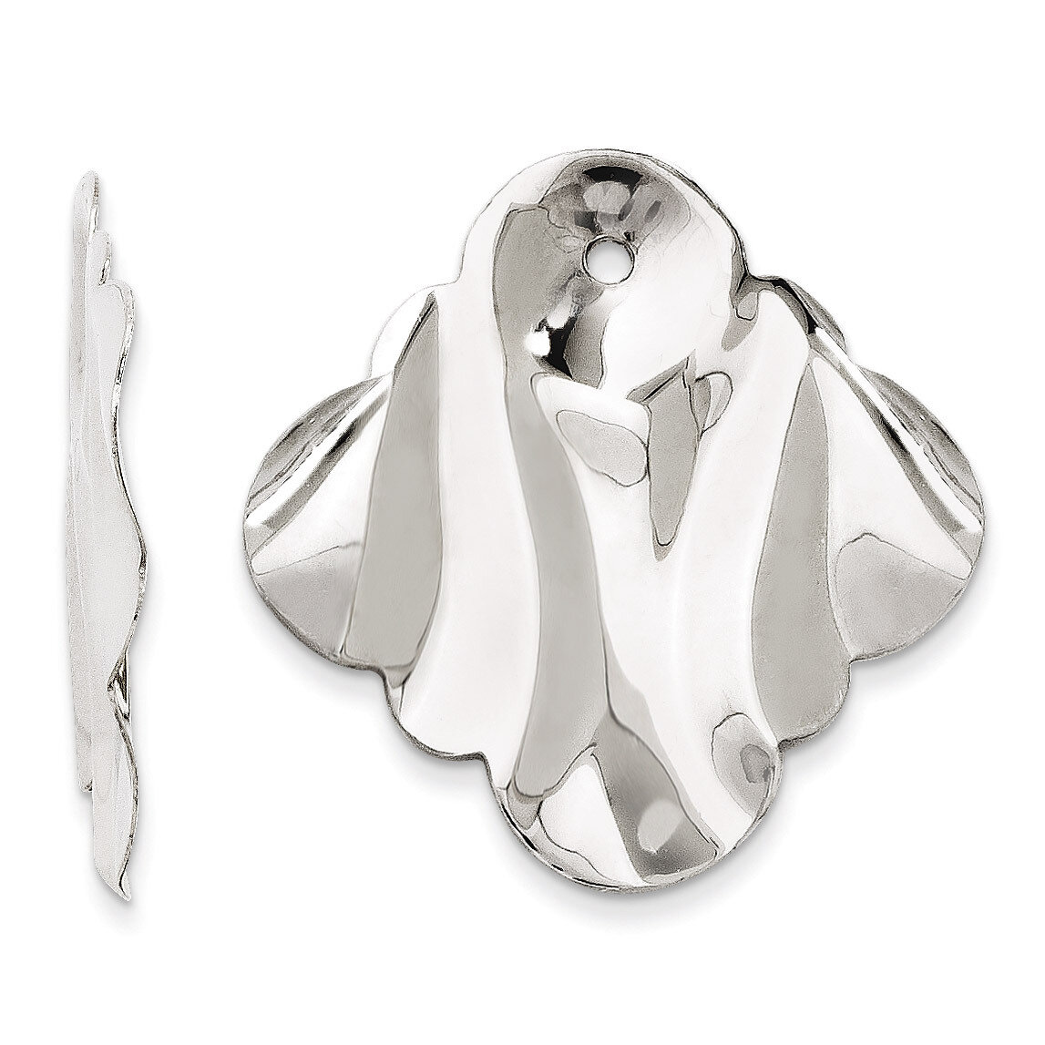 Hammered Fancy Earring Jackets 14k White Gold Polished H726J, MPN: H726J, 658226127010