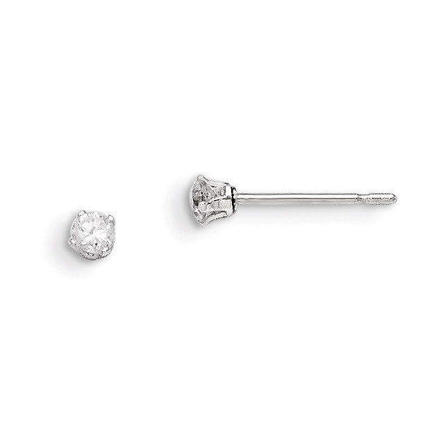 3mm Round Snap Set Cubic Zirconia Stud Earrings Sterling Silver QE1001