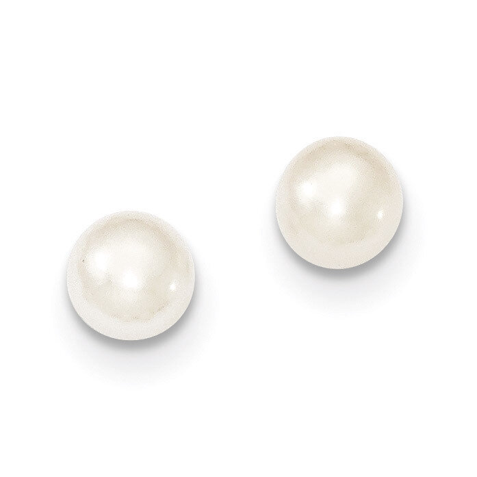 6-7mm White Cultured Button Pearl Stud Earrings Sterling Silver QE7691