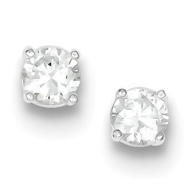 Round Cubic Zirconia 5mm Post Earrings Sterling Silver QE9101, MPN: QE9101, 883957584850