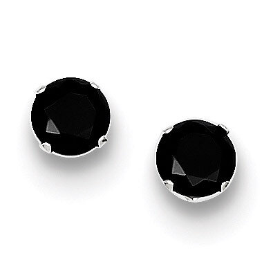 Black Cubic Zirconia 5mm Round Post Earrings Sterling Silver QE9119