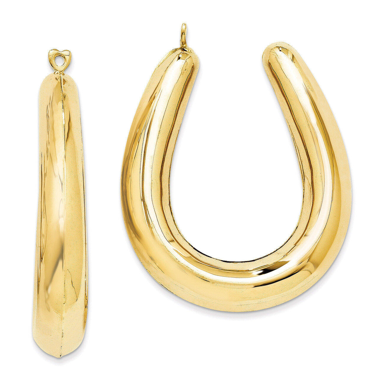 Hollow Hoop Earring Jackets 14k Gold Polished S1384