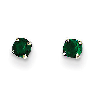 3mm Emerald Stud Earrings 14k White Gold XBE113