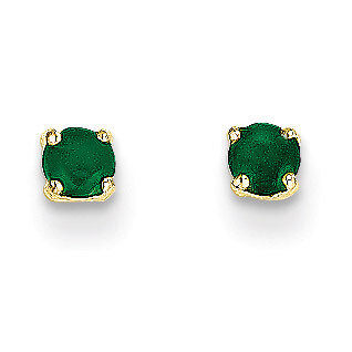 14k Yellow Gold 3mm May Emerald Post Earrings XBE41